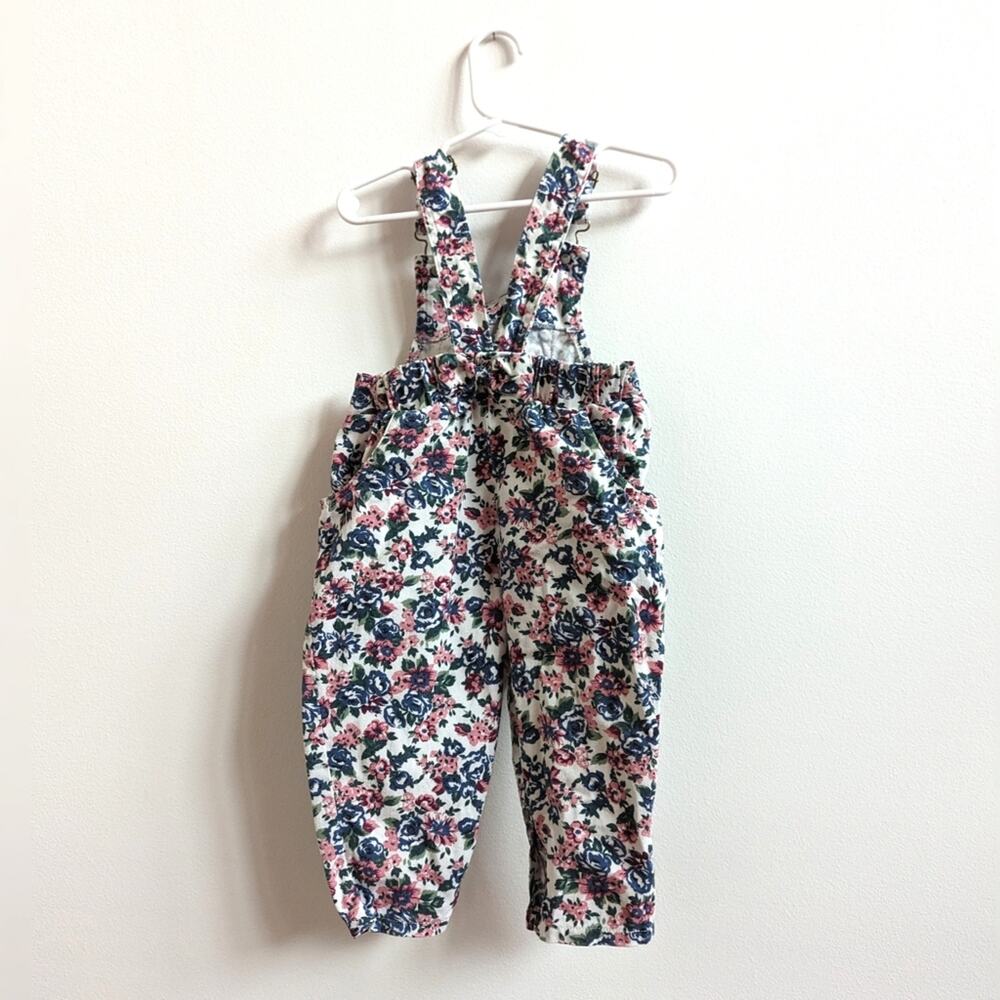 Vtg Baby Eagle Rock Overalls Girls Sz 24m 90s Floral Bow - Picture 4 of 6